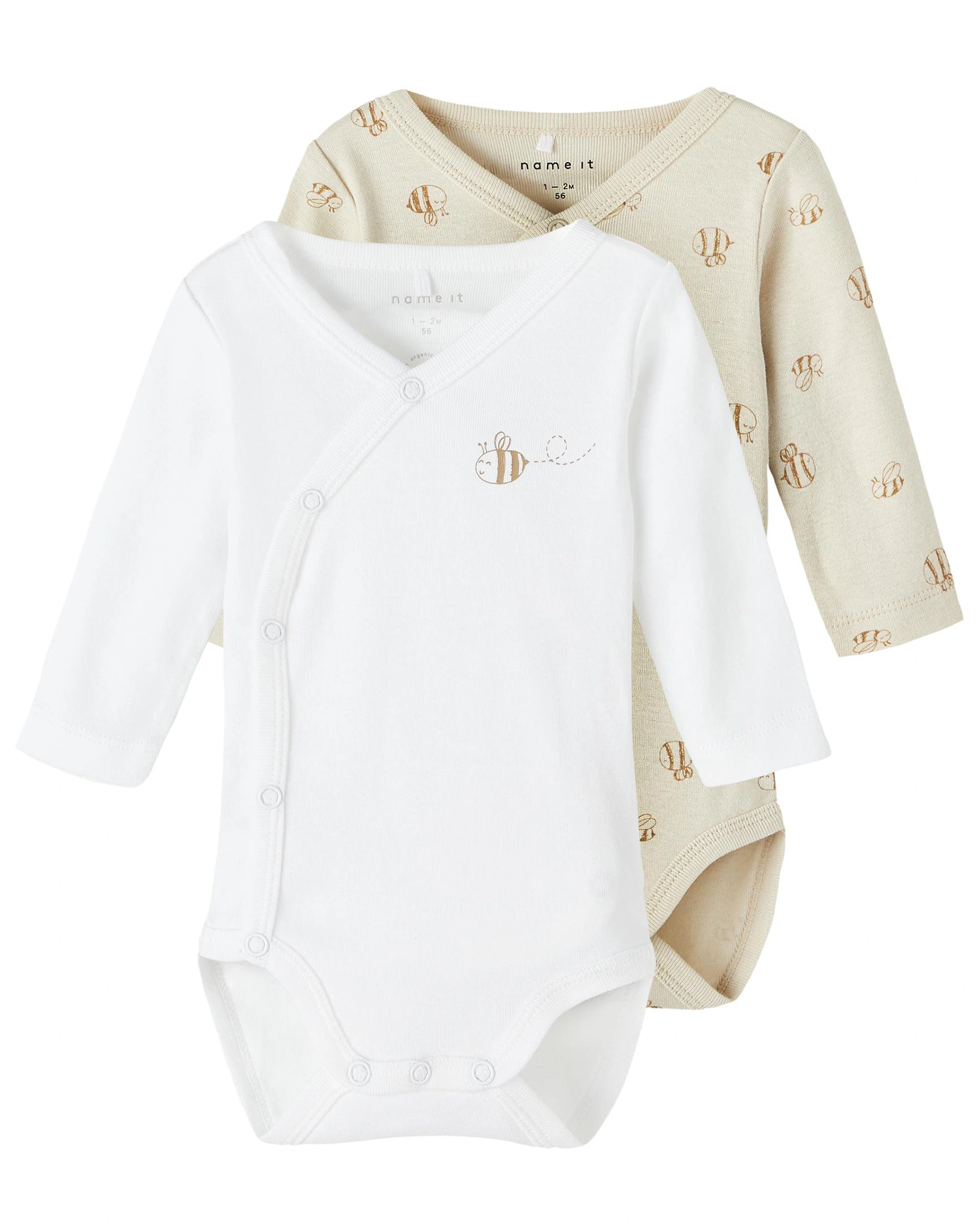 Langarm-Body NBNBODY RAINY DAY 2er-Pack in beige/weiß