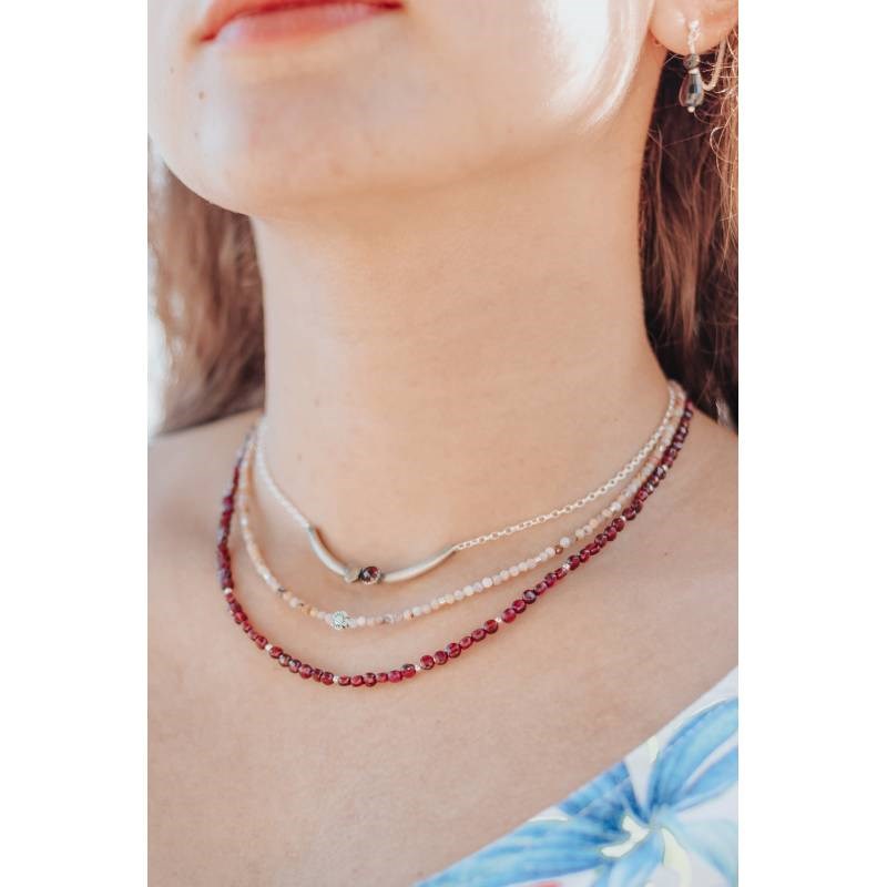 Collier Duo Grenat Et Labradorite Argent 925