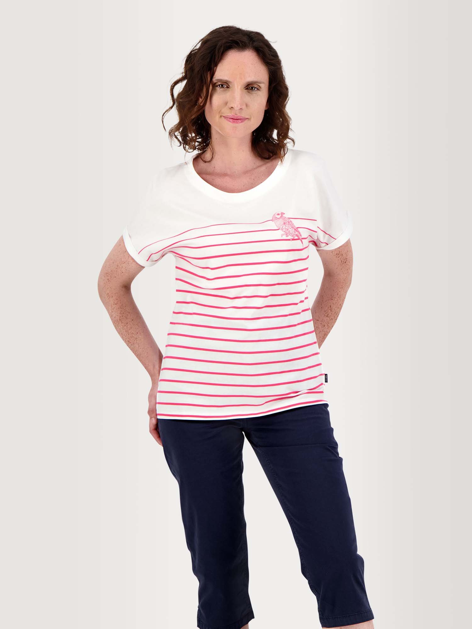Tee Shirt Femme Marinière Coton Biologique Fuschia