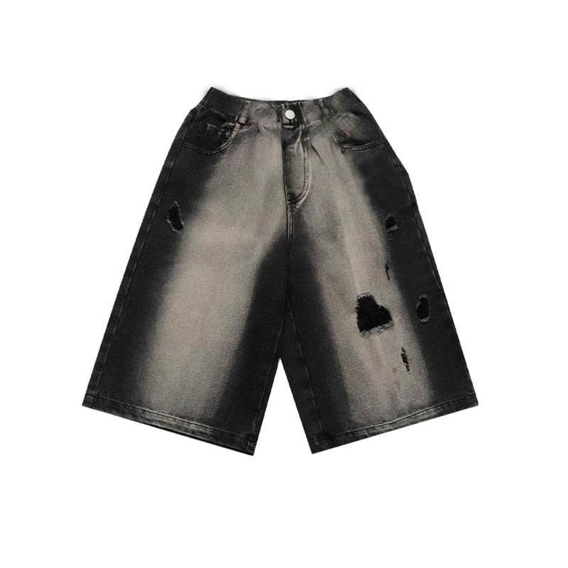 Zentrus - High Waist gewassen distressed denim shorts