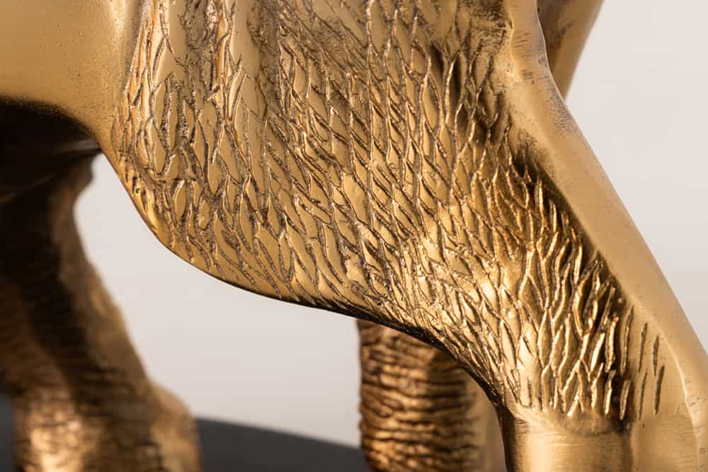 Runder Beistelltisch ELEPHANT 80cm gold Metall Glas Marmor Skulptur handmade