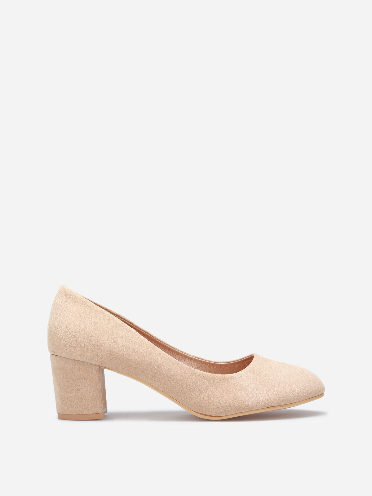 Escarpins arrondis en suédine grandes tailles- Beige