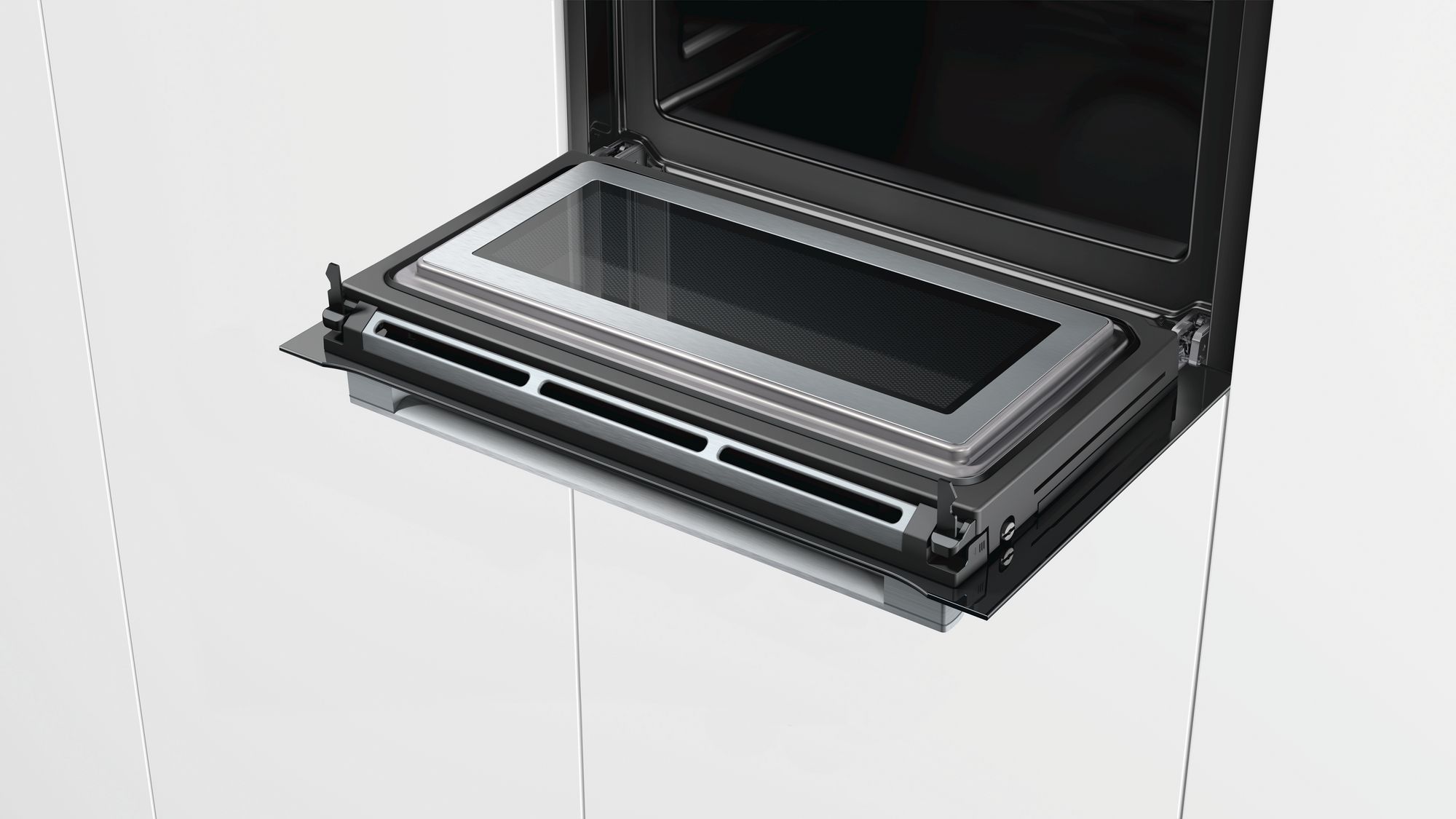 # PRODUTO RECONDICIONADO # Forno de Micro-ondas Compacto Série 8 60 x 45 cm Aço Inoxidável CMG633BS1-B