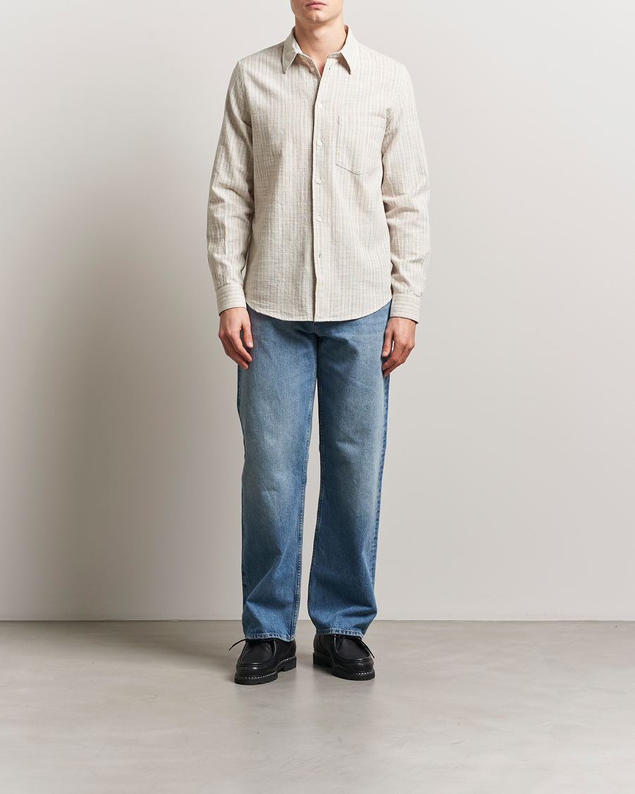 Samsøe Samsøe Liam Cotton/Linen Striped Shirt Moonstruck