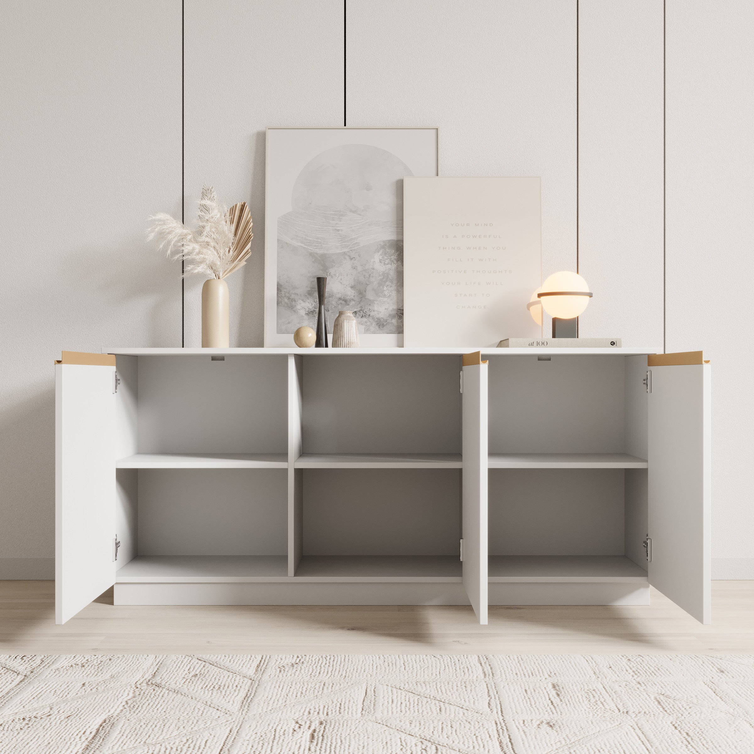 Meubella - Dressoir Remy - Wit - 154 cm