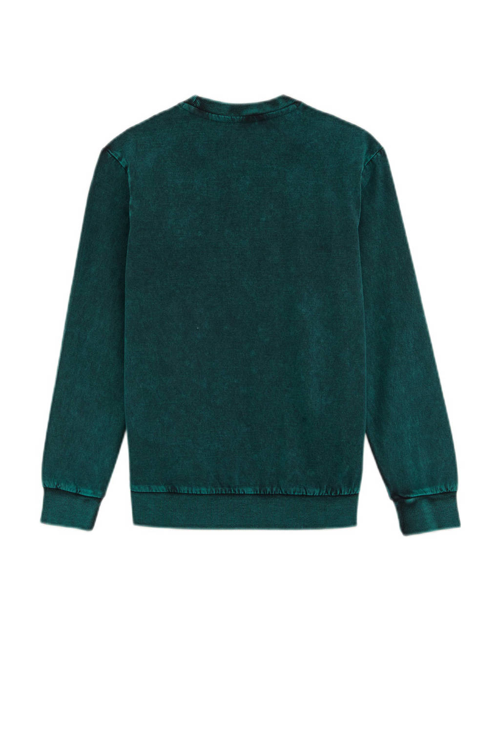 WE Fashion longsleeve met printopdruk donkergroen/wit