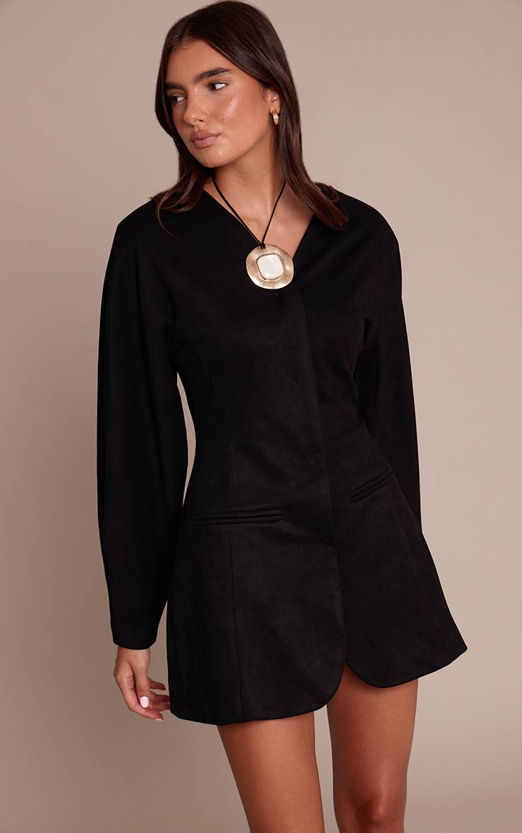 Noir Robe Blazer À Manches Cocon En Synthétique