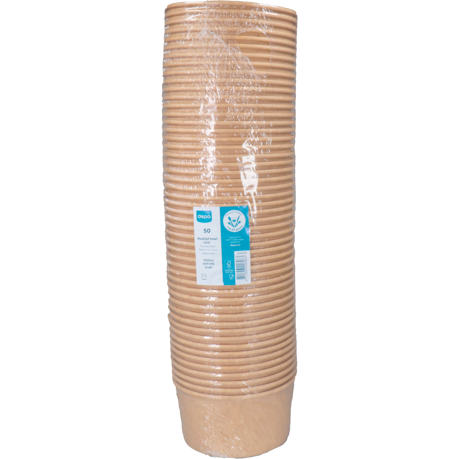 Depa Maaltijdbowl, 1000ml, 150mm, 78mm, karton + PE, bruin