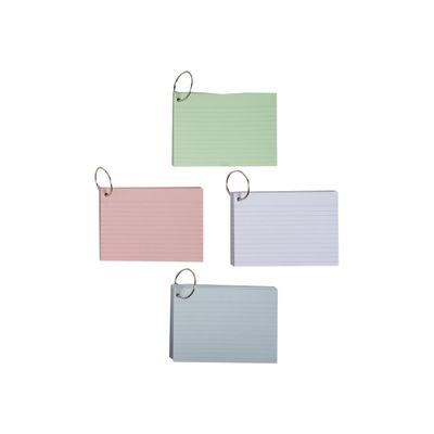 Exacompta Flashcars - 50 Bristols pour révisions sous anneau - 10,5 x 14,8 cm - ligné - couleurs assorties