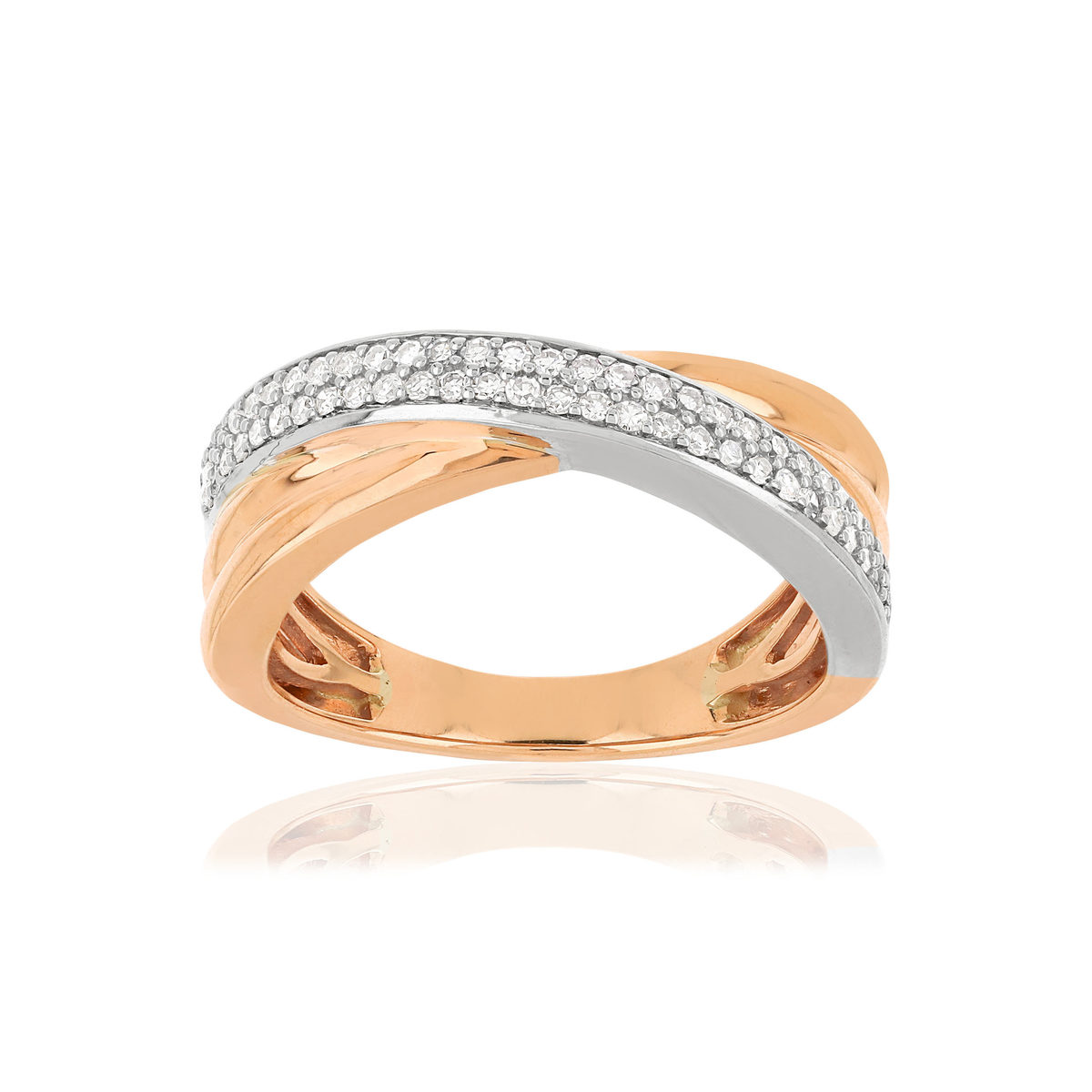 Bague 2 ors 750 rose et blanc diamants