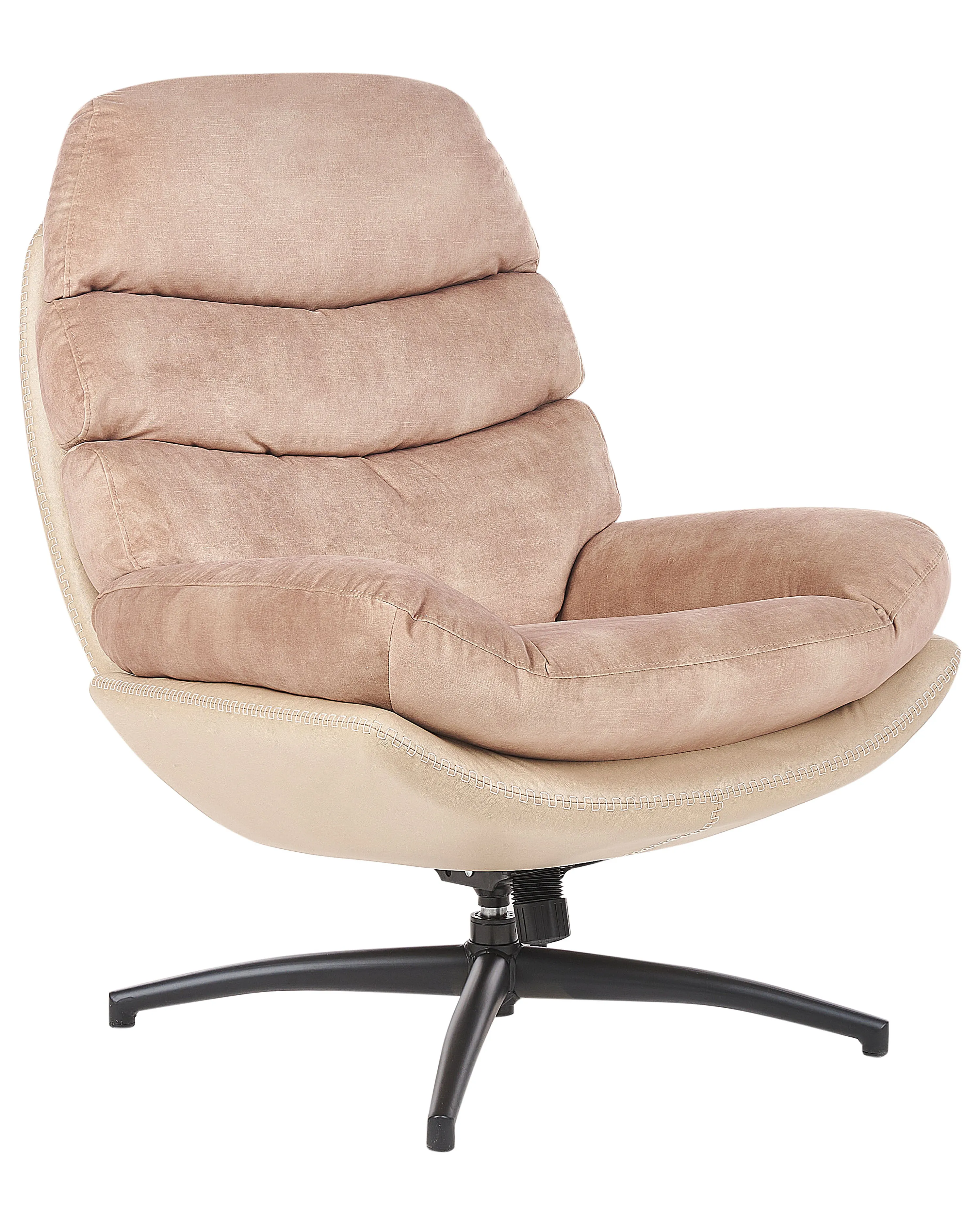 Draaifauteuil EIDE met voetenbank Fluweel Zandbeige