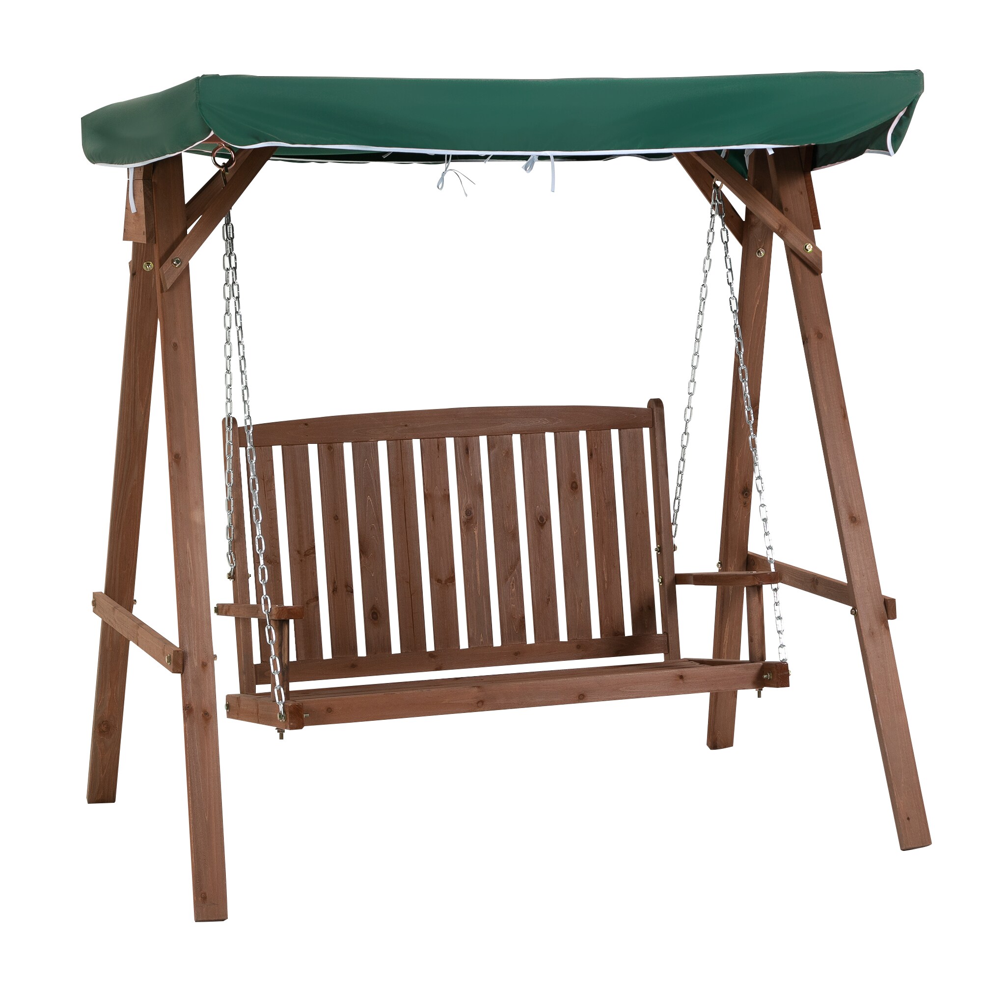 Outsunny Hollywoodschaukel für 2 Personen braun, grün 160 x 120 x 165 cm (BxTxH)