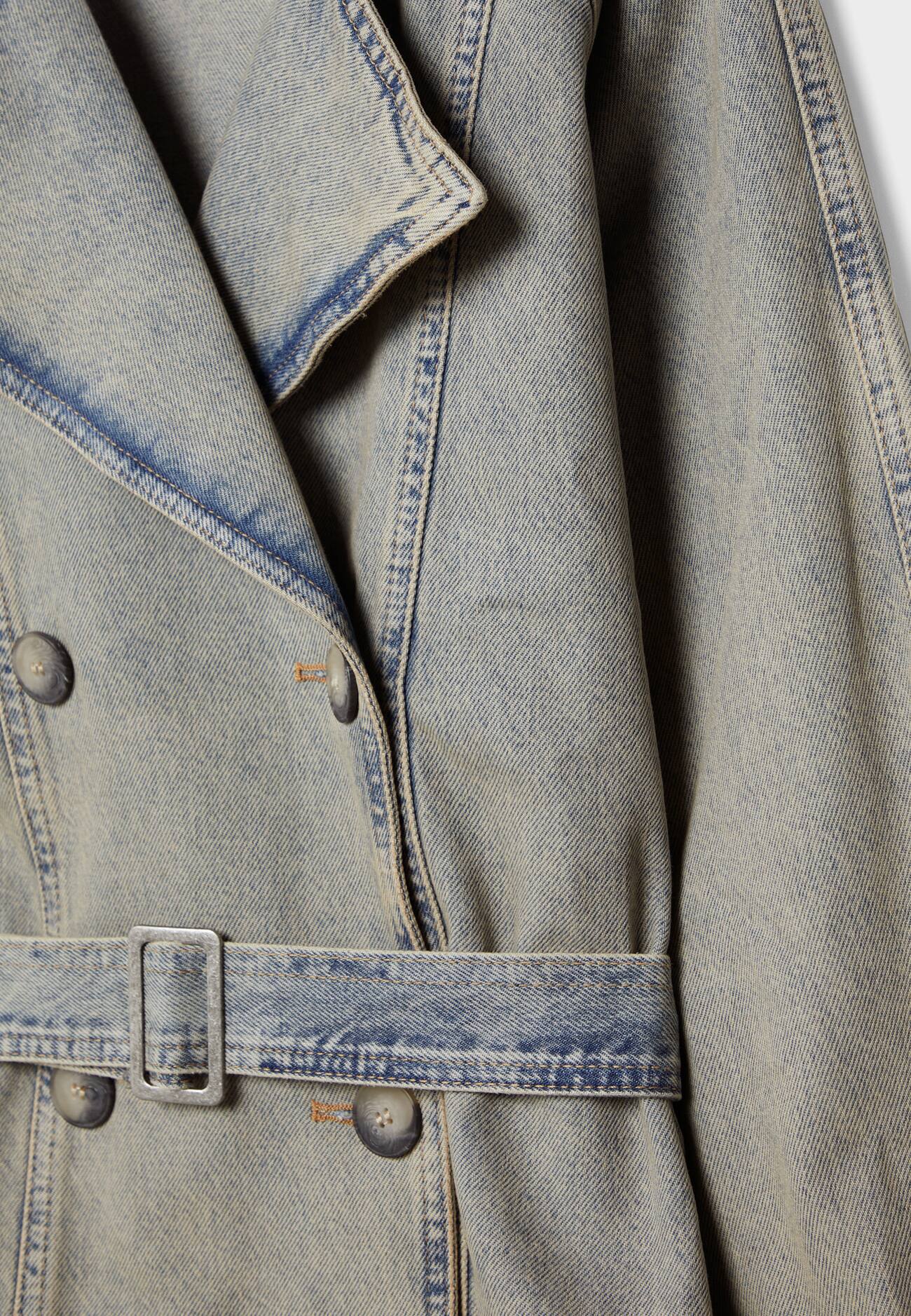 Trench coat jeans com cinto