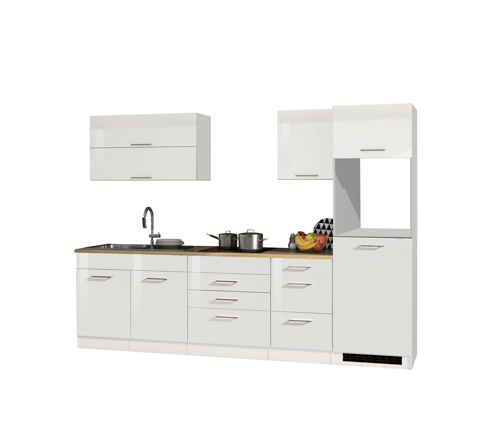 Küchenblock ROM - weiß Hochglanz - 290 cm