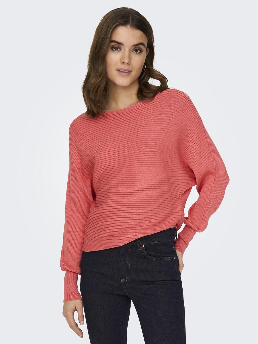 SOMENTE<br>Suéter com decote canoa em malha fina