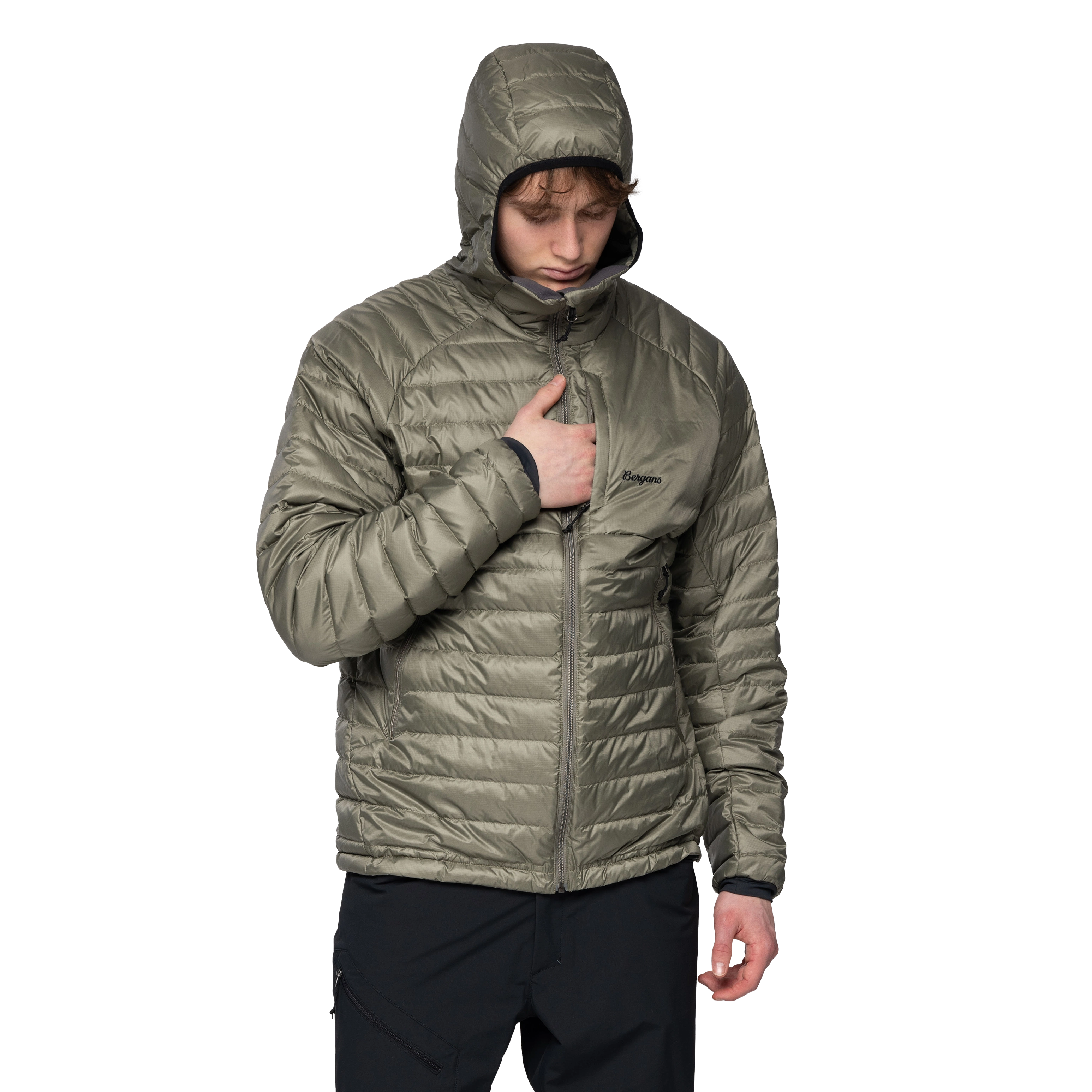 Vaagaa Light Down Jacket Hood Men Green Mud