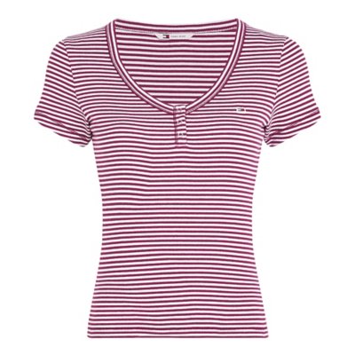 Tee-shirt à manches courtes femme Slim Henley TOMMY HILFIGER