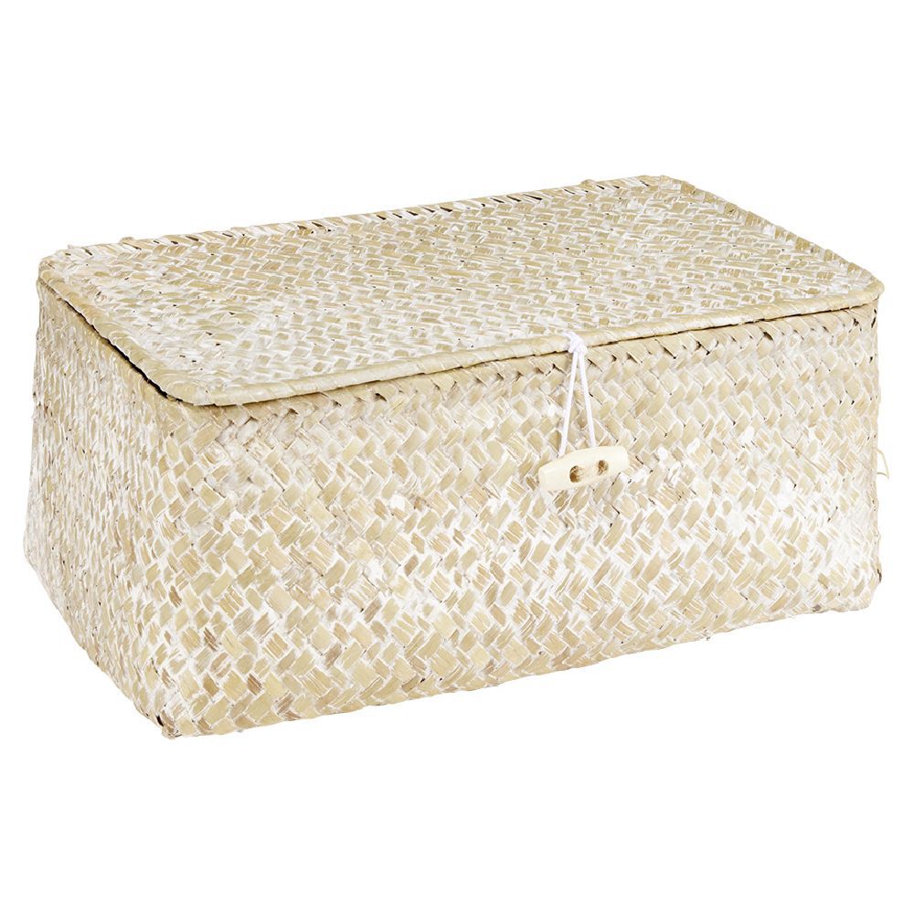 Boîte déco jonc de mer beige 29x19xH13 cm