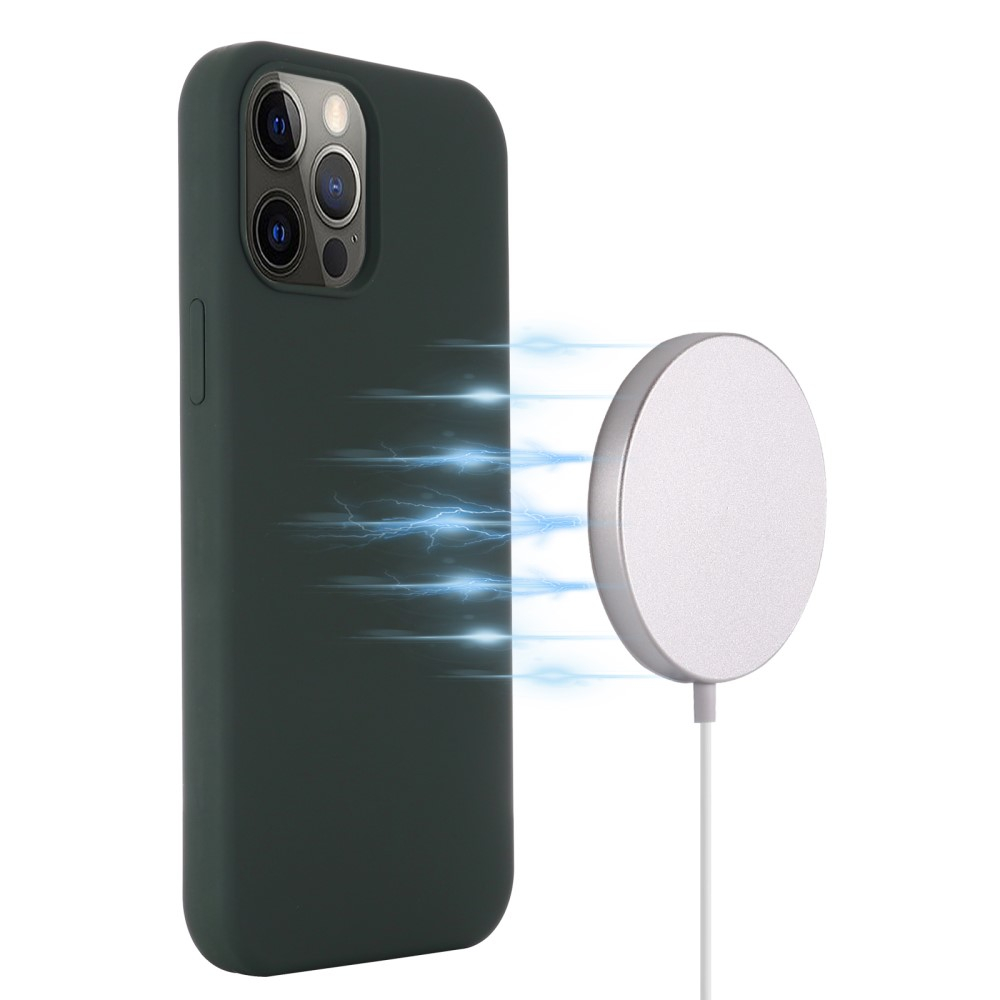 iPhone 12 / iPhone 12 Pro MagSafe Silikon Case Hülle - Dunkelgrün
