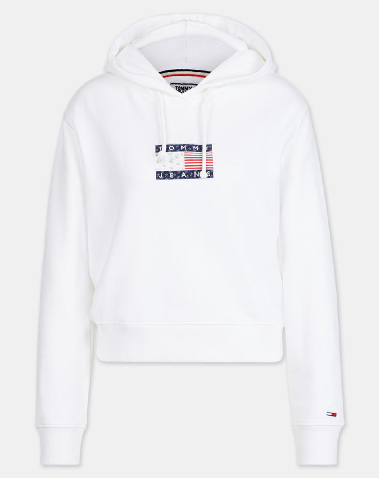 Tommy Jeans Sweat à capuche Crop Flag blanc