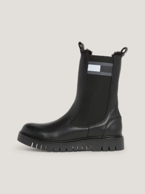 Botas Chelsea de couro com forro quente
