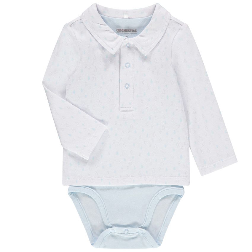 Body manches longues effet 2 en 1 en coton bio boutonné - Blanc