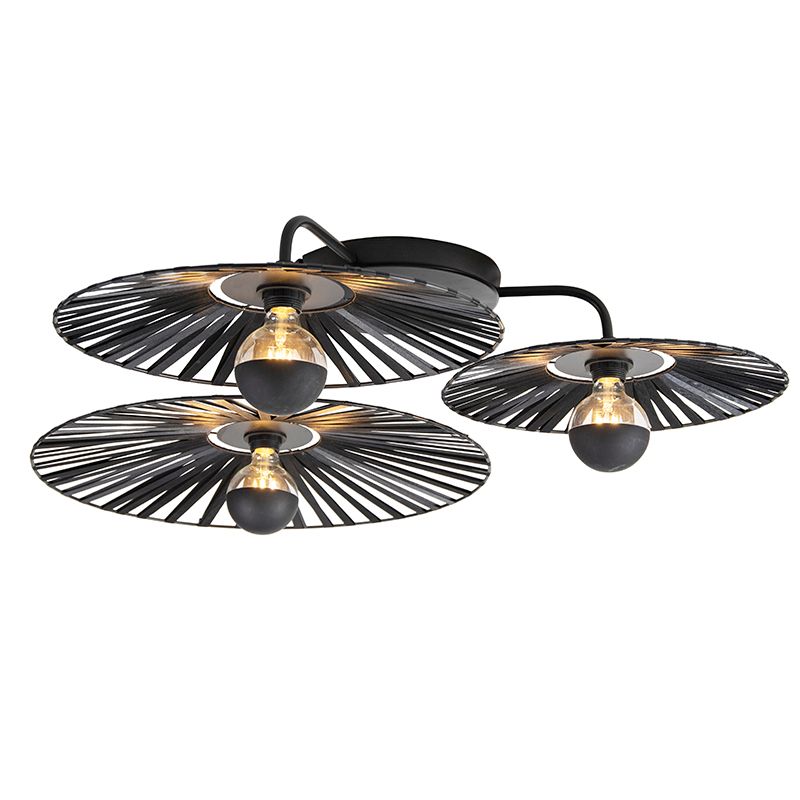 Landelijke plafondlamp zwart 3-lichts - Leia