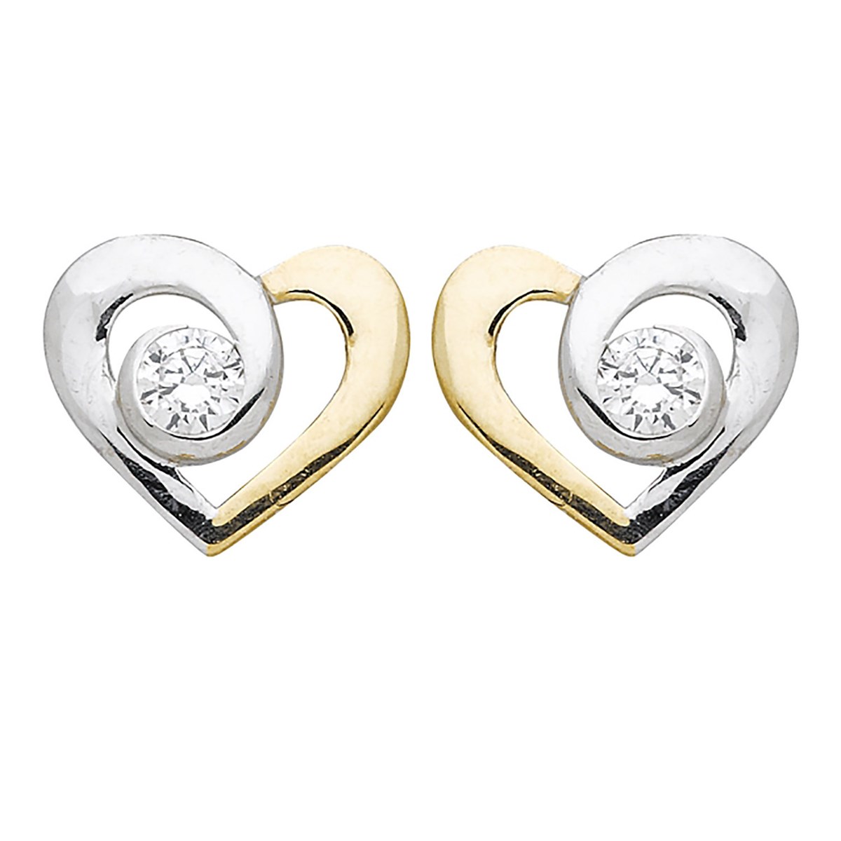 Boucles d'oreilles Brillaxis bicolore coeur