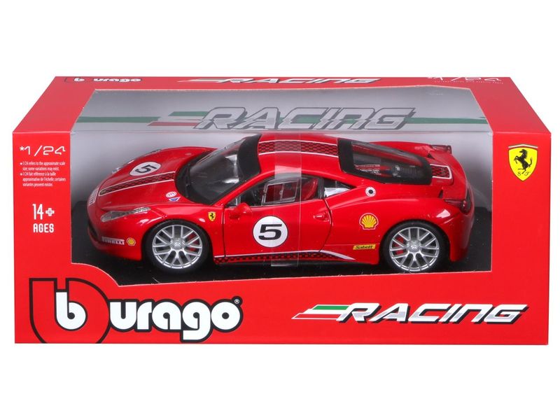 BBurago Ferrari Racing 458 Challenge Rot 1:24 Sammlermodell im Massstab 1:24