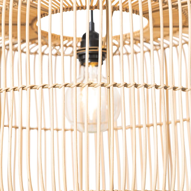 Oosterse hanglamp zwart met rotan kap - Maud