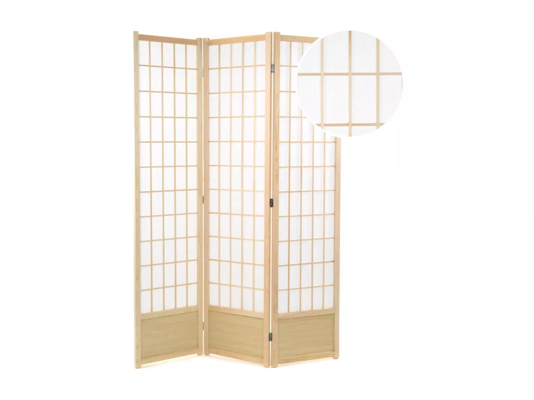 PARAVENT Canva II 3 pièces. Bois, papier de riz