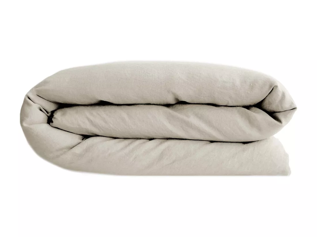 Housse de couette 140x200 cm lit simple lin lavé SONATE Ivoire