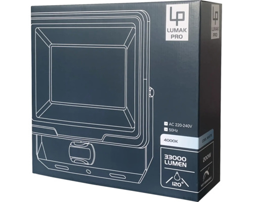 LUMAK PRO LED Sensor Wandlamp IP44 200W 33000 lm 4000 K Stroomkabel 3G1.0 mm² H05RN-F 0.5 m + Snelkoppeling