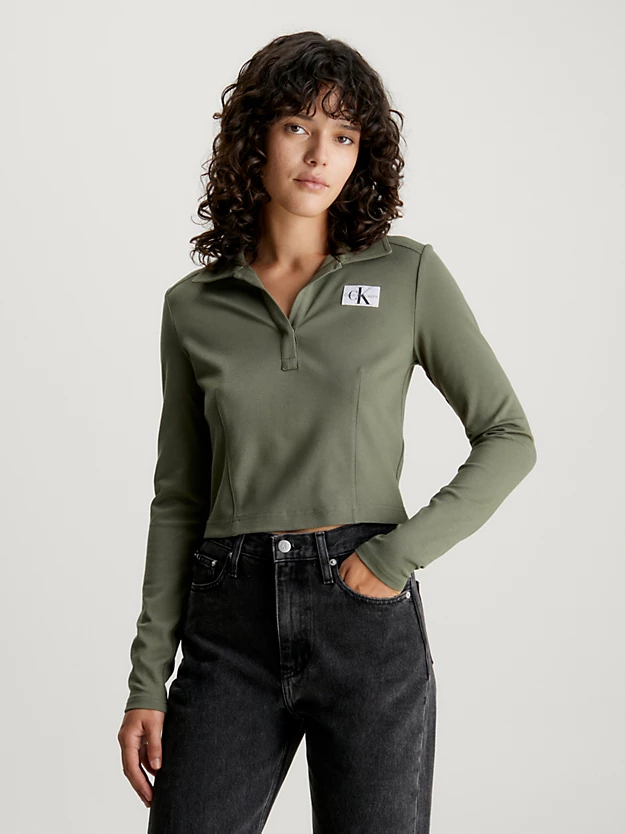 Camisa polo Milano slim de manga comprida