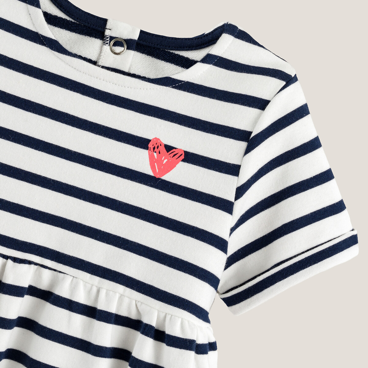 COLEÇÃO LA REDOUTE<br>Vestido listrado com mangas curtas, em fleece
