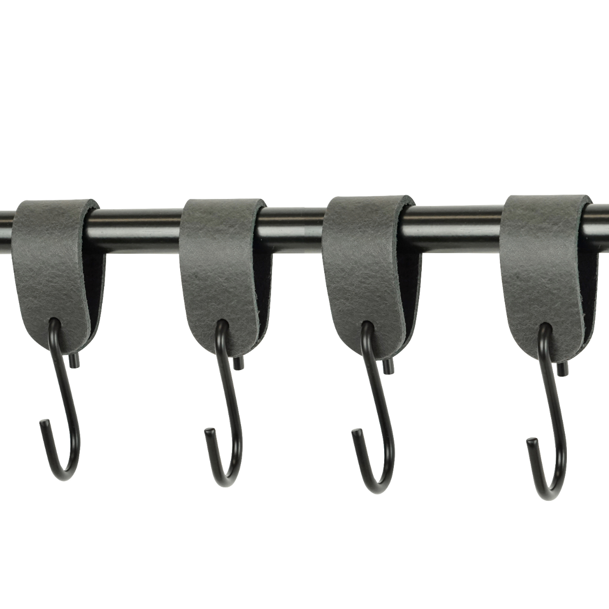 Leren S-haak hangers (set van 4) Vintage Grey