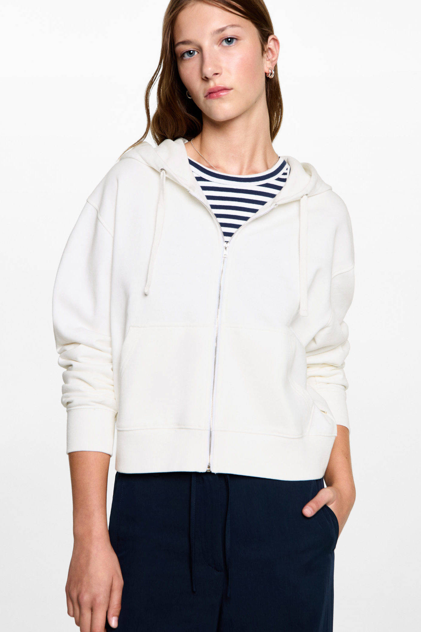 MANGO TEEN sweatvest naturel wit