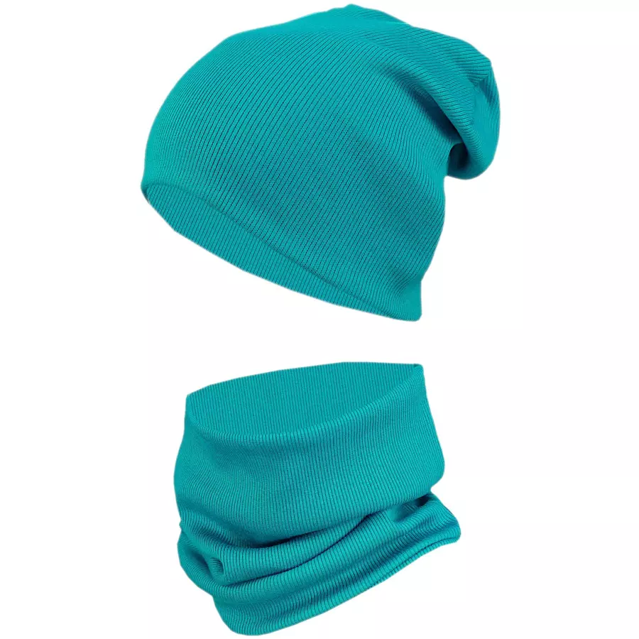 TupTam Unisex Kinder Beanie Mütze Schlauchschal Set türkis
