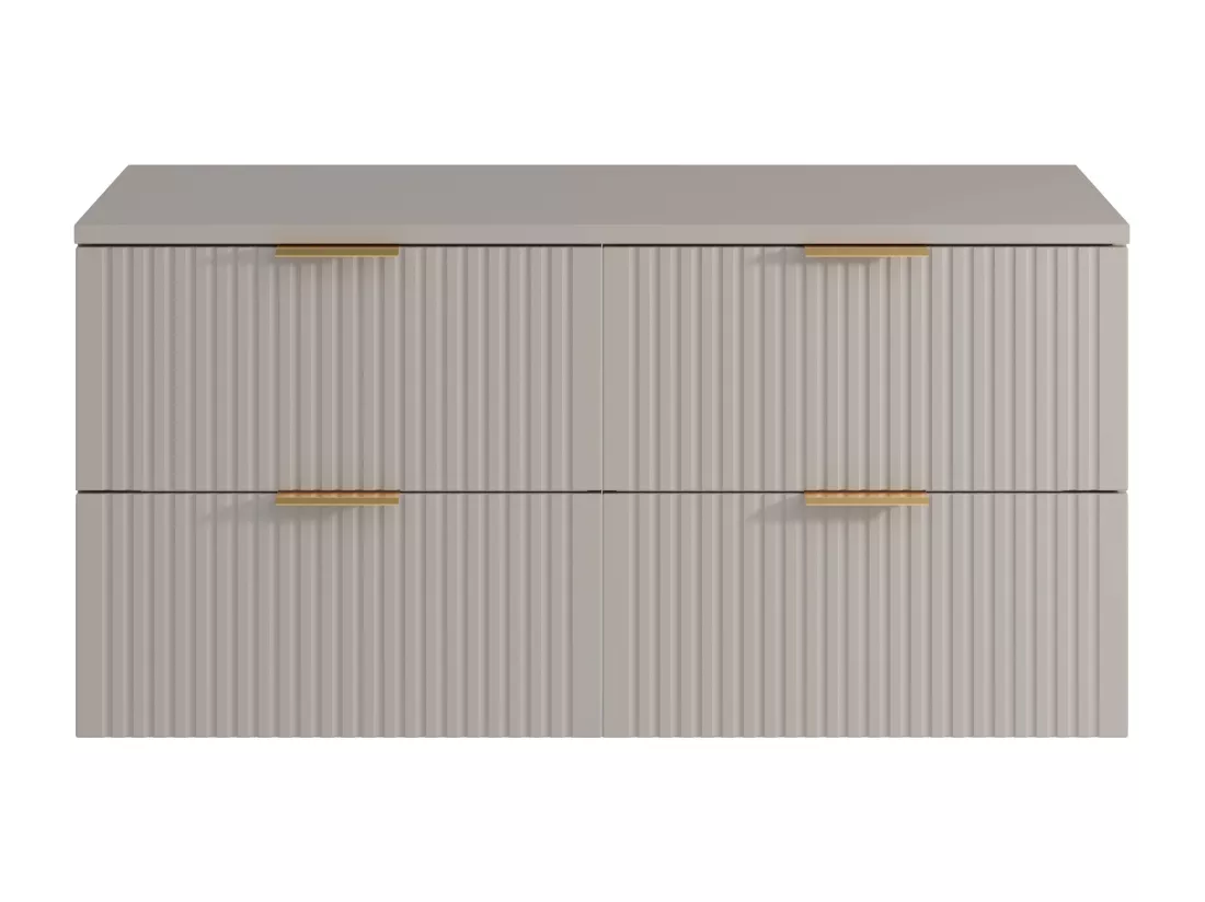 Meuble sous vasque suspendu strié avec planche - Beige - L120 cm - ZEVARA