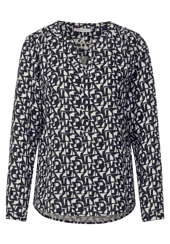 Minimalprint Bluse - deep blue
