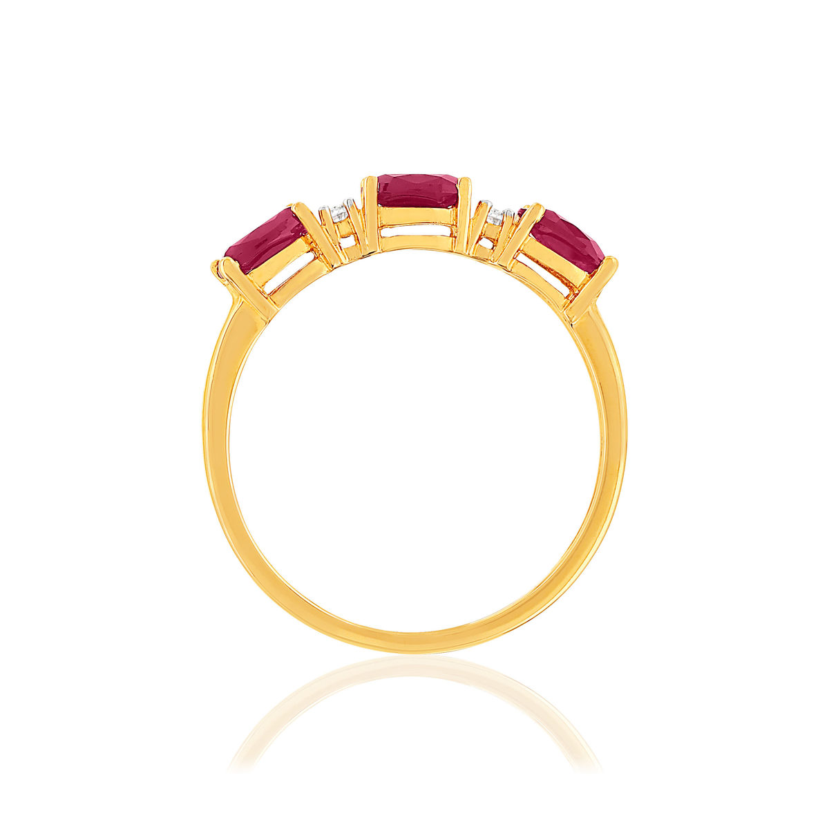 Bague or jaune 375 rubis diamants