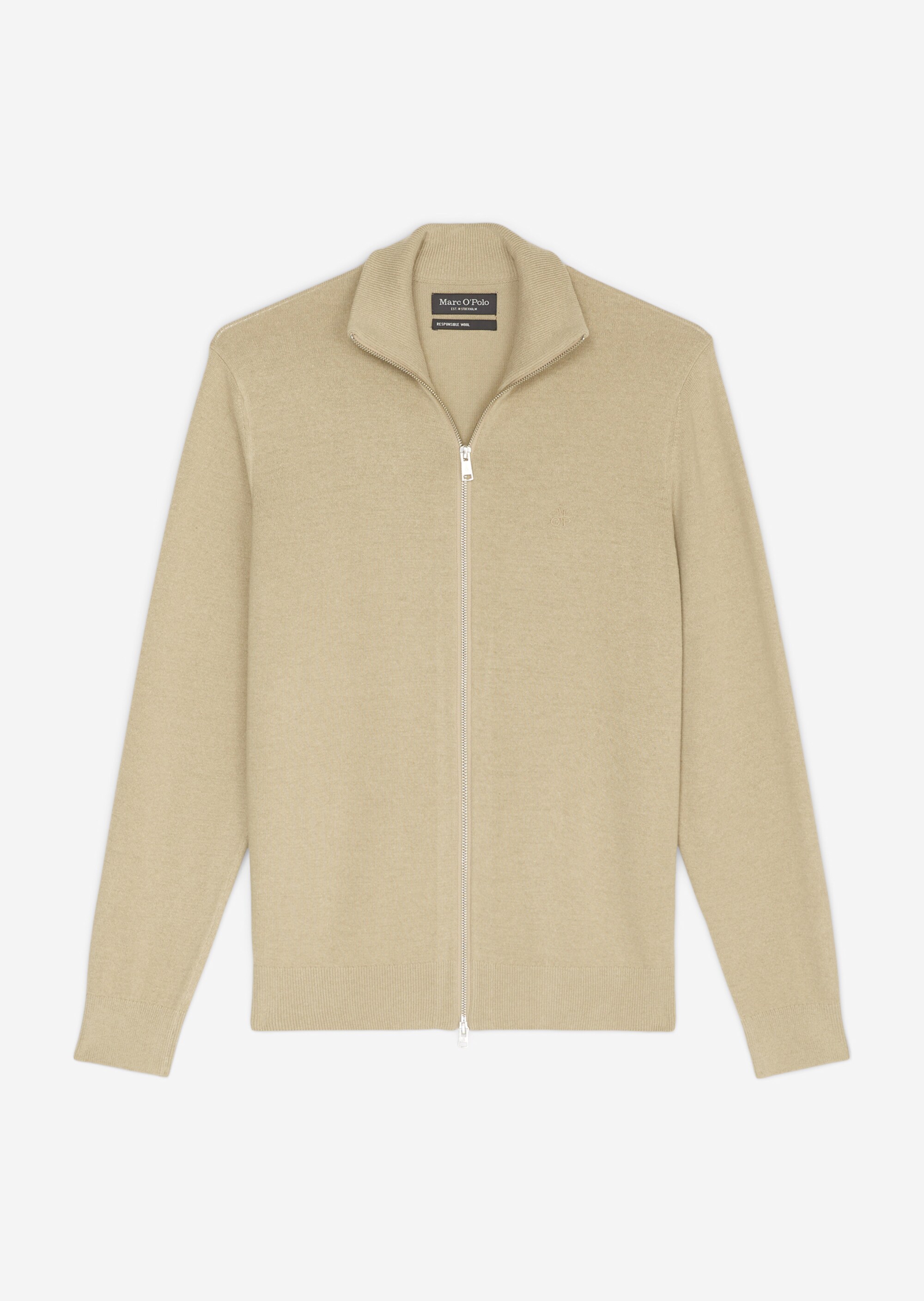 Zip-Cardigan regular aus softem Baumwolle-Schurwolle-Mix