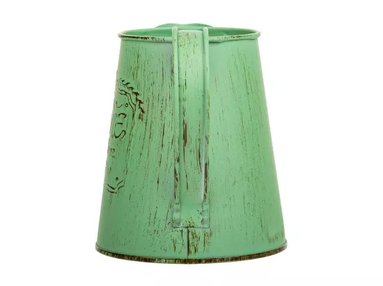 Cruche en métal vert 14xd10x11.5/12.5h td:7.5