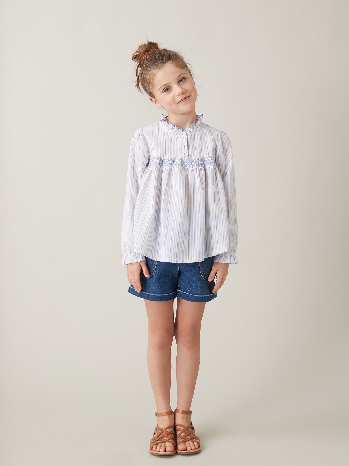 Blouse à smocks Fille