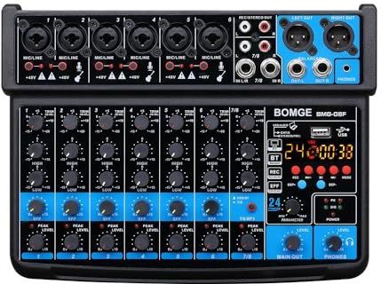 BOMGE - 8-kanaals Mini Audio Mixer - Met MP3-speler - Bluetooth - USB-opname