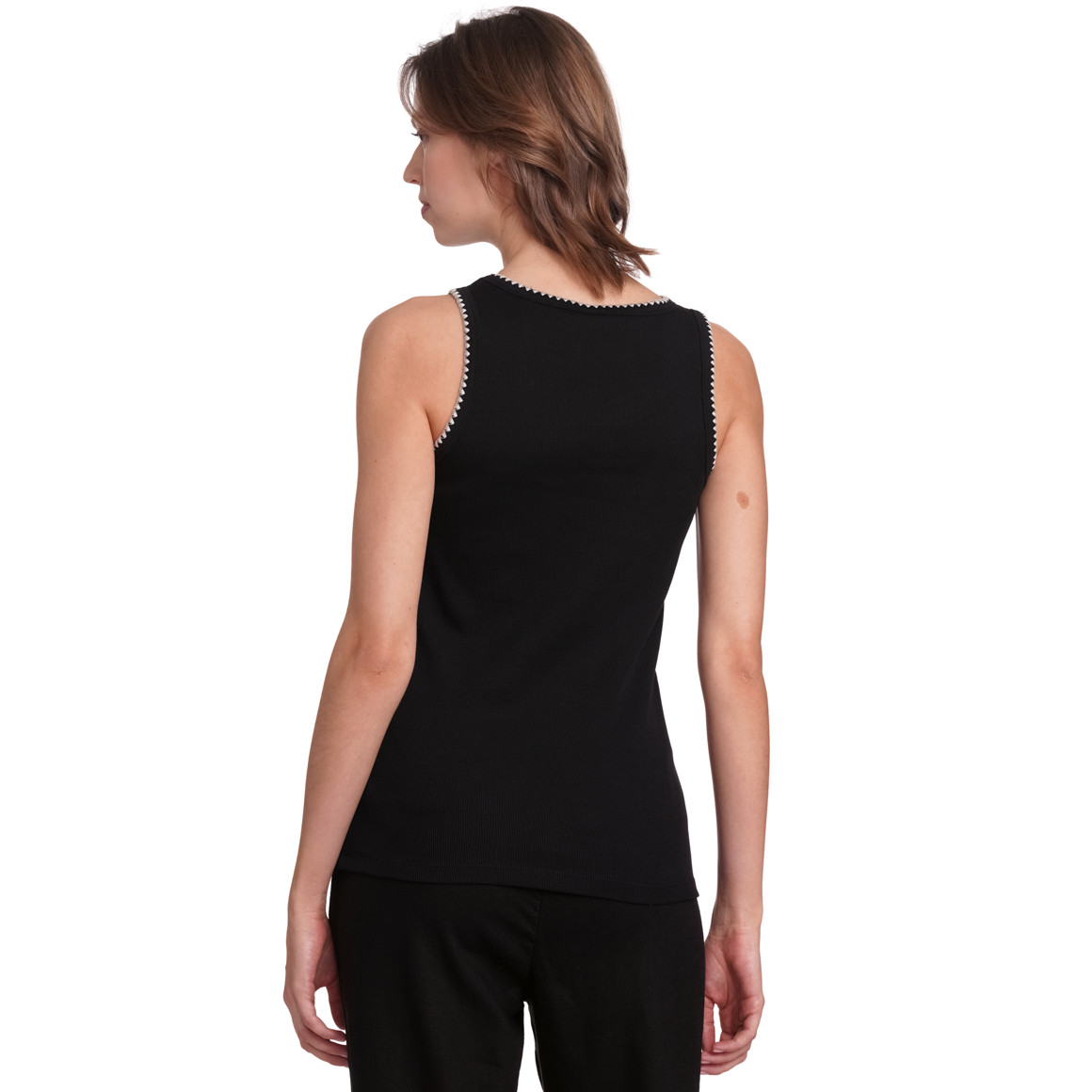 Gina Collection Damen Top mit Rippstruktur schwarz