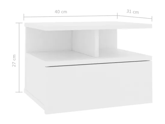 800406 Tables de chevet flottantes 2 pcs Blanc Bois ingénierie