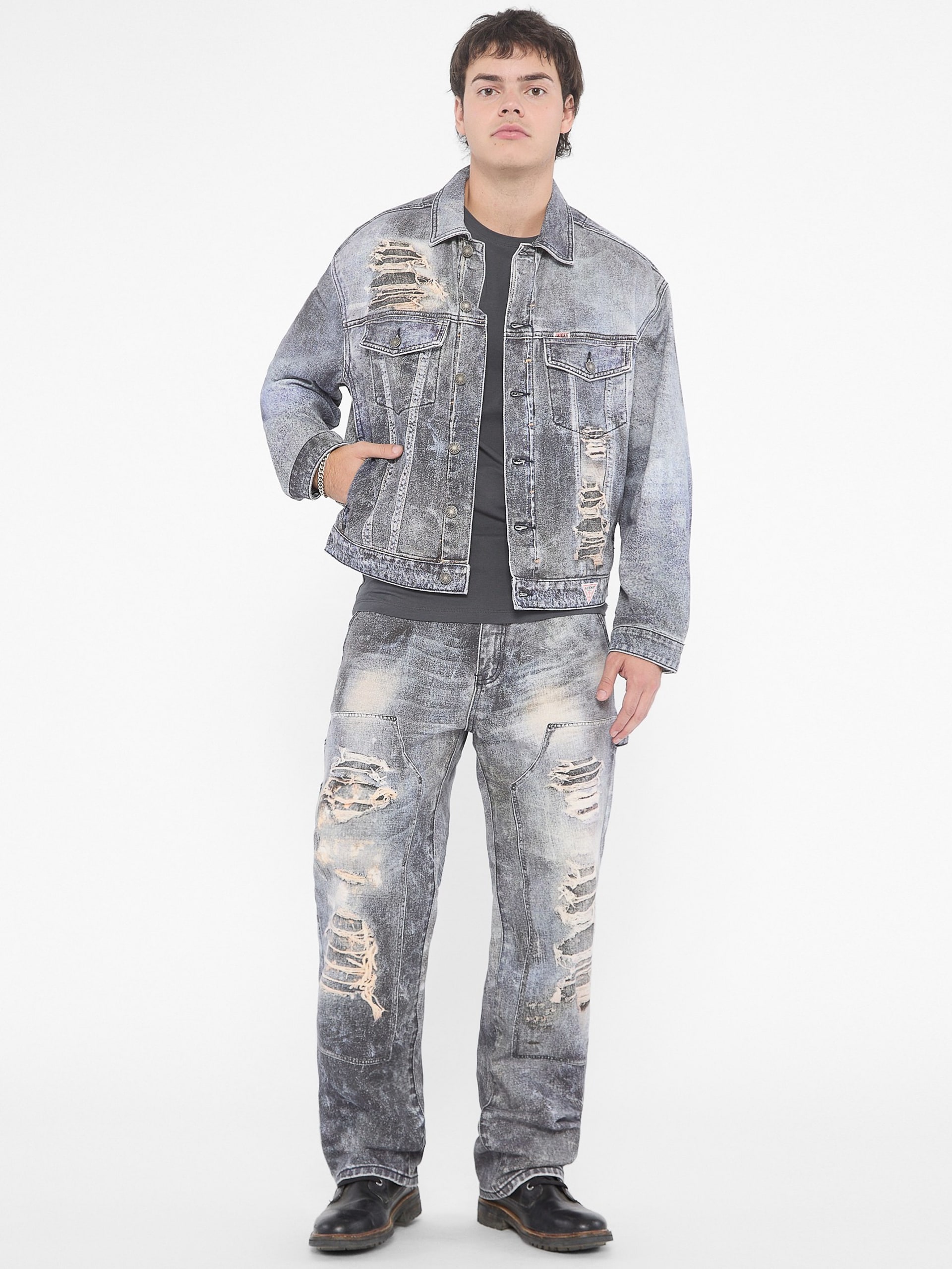 Jaqueta jeans trucker estampada GUESS Originals