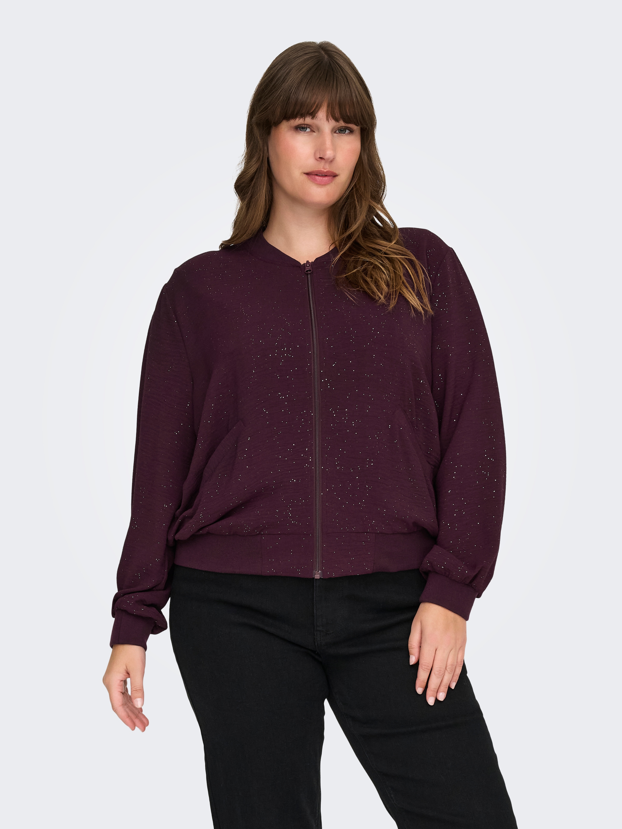 ONLY CARMAKOMA Blouson »CARJOSEE METTA LIFE LS BOMBER WVN« mit Glitzer Effekt