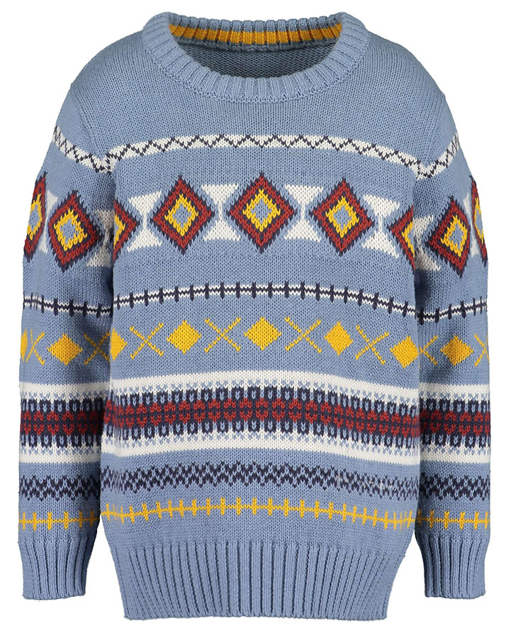 Strickpullover ENJOY LIFE – JAQUARD in mittelblau
